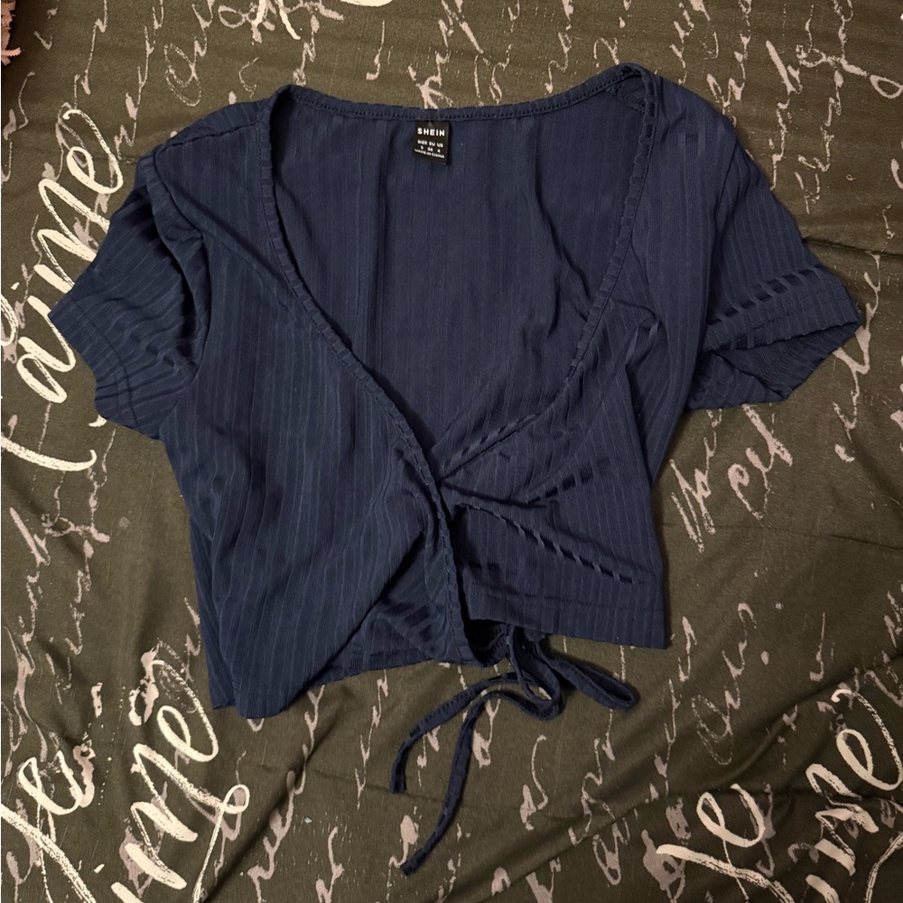 Navy blue SHEIN wrap top size small
